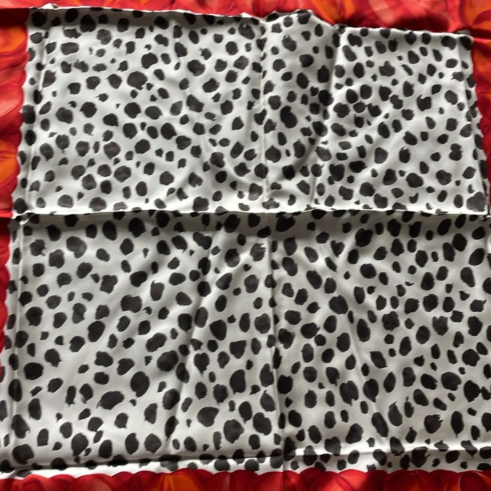 Christian Dior leopard and floral scarf 33X34 inches preowned